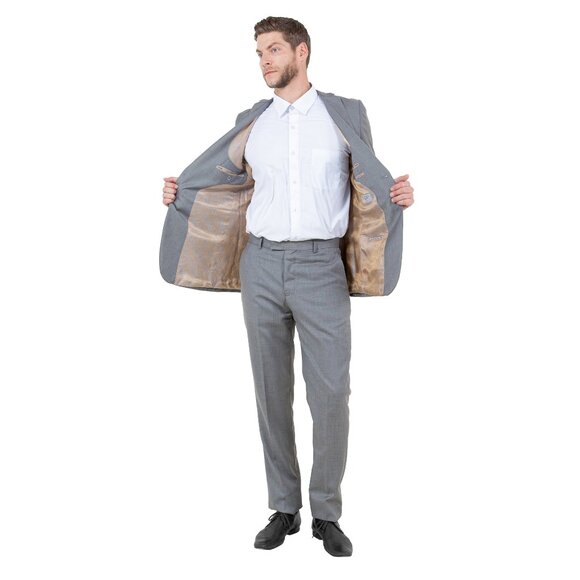 Sharkskin Slim Fit Mens 2-Piece Suit, Grey - Picture 4 of 7